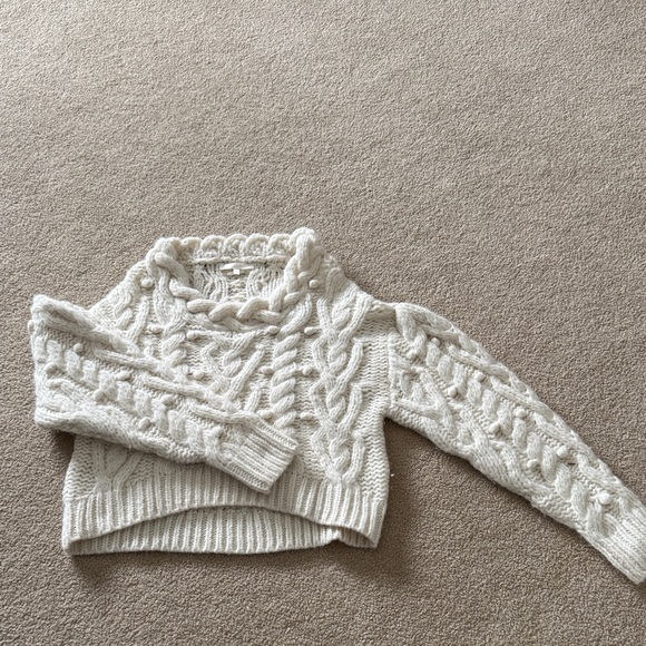 LoveShackFancy Sweaters - LoveShackFancy Cream Cable Knit Sweater